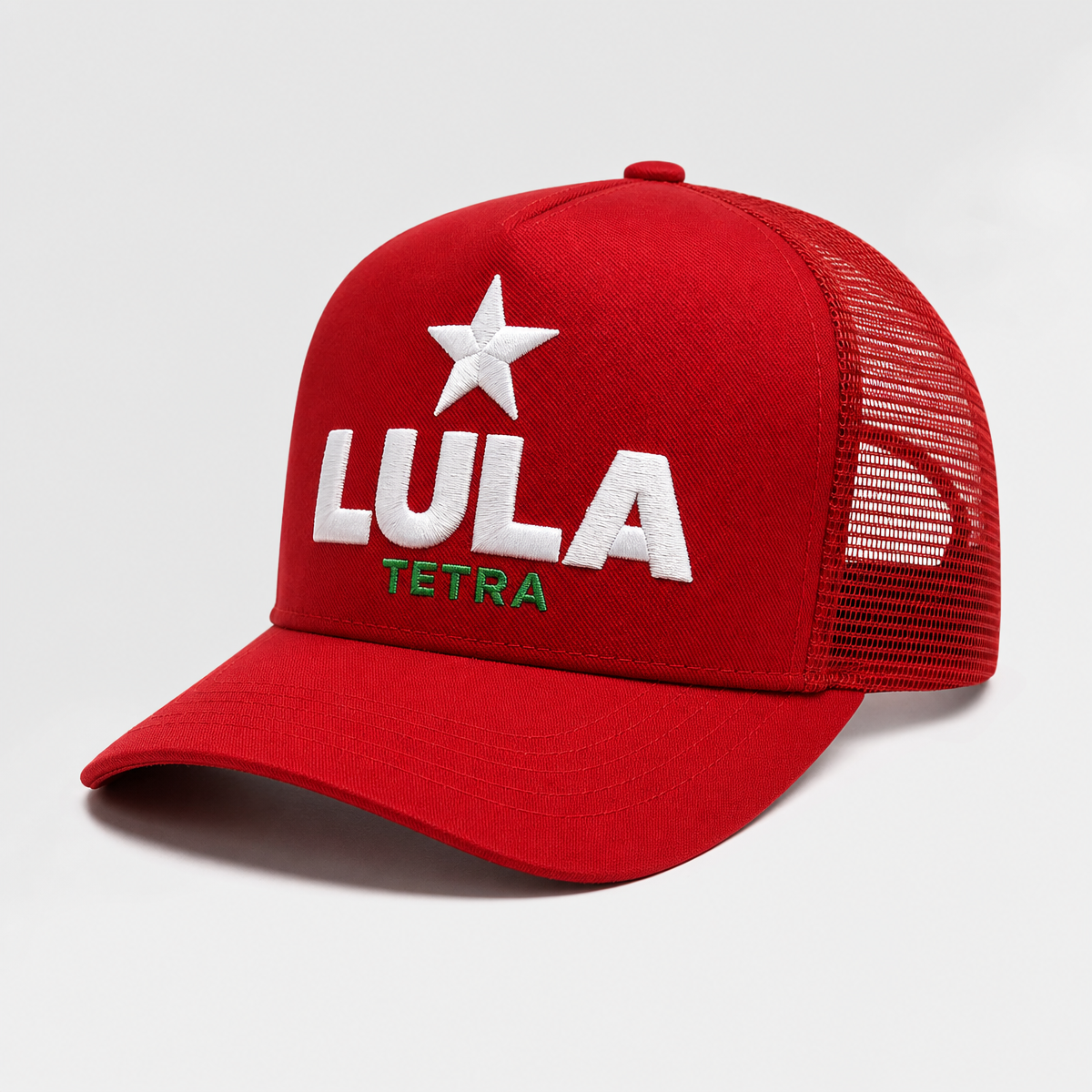 Boné trucker vermelho do Lula com estrela bordada